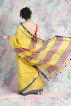 Load image into Gallery viewer, Kantha Style Allover Weaving Yellow Handloom Saree
