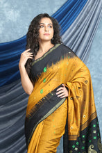 Load image into Gallery viewer, Mustard Yellow Cotton Saree with Woven Pallu
