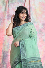 Load image into Gallery viewer, Light Green Handwoven Cotton Tant Saree
