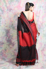Load image into Gallery viewer, Red Blended Cotton Handwoven Soft Saree With Stripe Border &amp; Pallu

