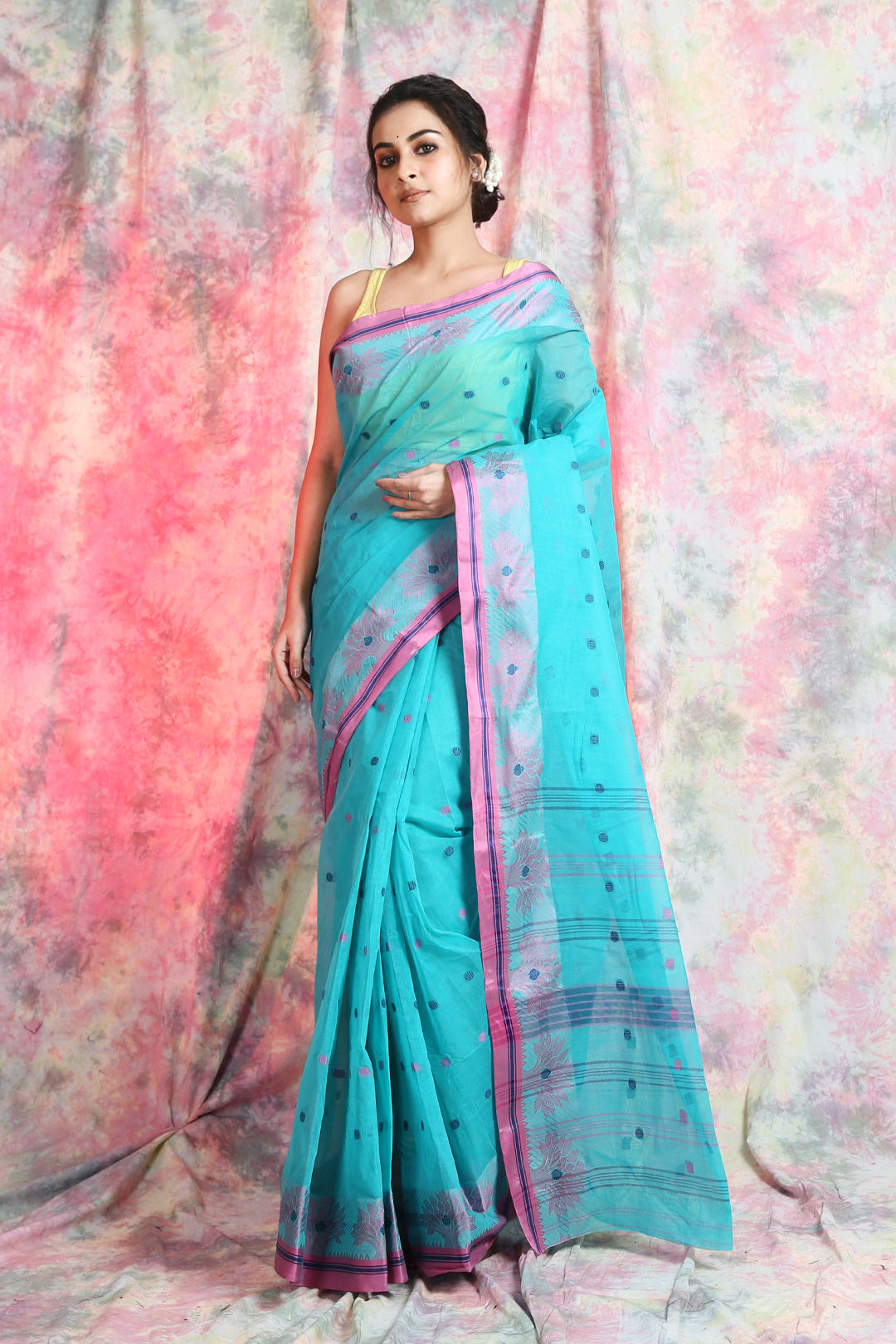 Sea Green Handwoven Cotton Tant Saree