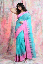 Load image into Gallery viewer, Aqua Blue Handwoven Cotton Tant Saree
