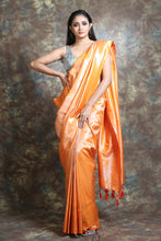 Load image into Gallery viewer, Light Yellow Blended Silk Handwoven Soft Saree With Allover Box Weaving
