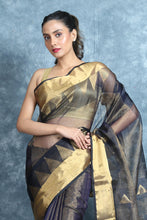 Load image into Gallery viewer, Blue Resham Handwoven Soft Saree With Zari Work
