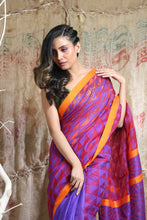 Load image into Gallery viewer, Blue Matka Handwoven Soft Saree With Allover Weaving
