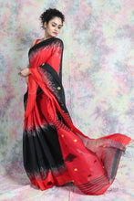 Load image into Gallery viewer, Black &amp; Red Ikkat Handloom Saree
