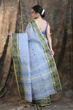 Load image into Gallery viewer, Steel Greay Handwoven Cotton Tant Saree
