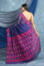 Load image into Gallery viewer, Denim Blue Jamdani Saree with Allover Buta Weaving
