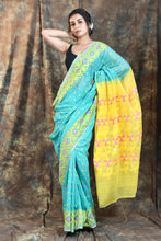 Load image into Gallery viewer, Sky Blue Jamdani Saree With Floral Pallu
