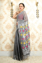Load image into Gallery viewer, Grey Jamdani Saree With Allover Butta
