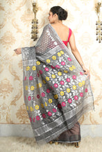 Load image into Gallery viewer, Grey Jamdani Saree With Allover Butta
