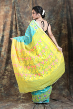 Load image into Gallery viewer, Sky Blue Jamdani Saree With Floral Pallu
