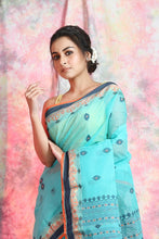 Load image into Gallery viewer, Deep SeaGreen Handwoven Cotton Tant Saree
