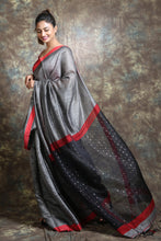 Load image into Gallery viewer, Grey Matka Handwoven Soft Saree With Sequen Pallu
