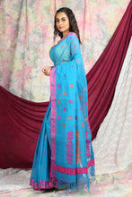 Load image into Gallery viewer, Baby Blue Handwoven Cotton Tant Saree
