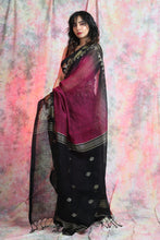 Load image into Gallery viewer, Magenta Colour Lilen Saree With Weaving Border
