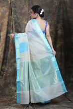 Load image into Gallery viewer, White Handwoven Zari Border Cotton Tant Saree
