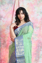 Load image into Gallery viewer, Sea Green Handwoven Cotton Tant Saree
