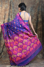 Load image into Gallery viewer, Purple Blue Allover Weaving Jamdani Saree With Floral Pallu
