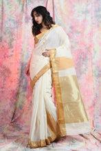Load image into Gallery viewer, Pearl White Handwoven Cotton Tant Saree
