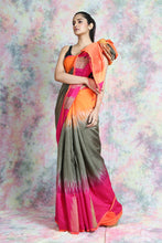 Load image into Gallery viewer, Temple Style Grey Ikkat Handloom Saree
