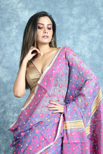 Load image into Gallery viewer, Berry Blue Allover Weaving Jamdani Saree
