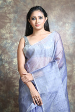 Load image into Gallery viewer, Stone Blue Resham Handwoven Soft Saree With Allover Sequen Work
