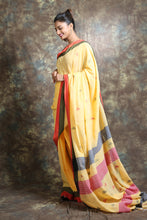 Load image into Gallery viewer, Yellow Blended Cotton Handwoven Soft Saree With Allover Woven
