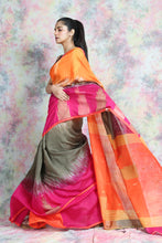 Load image into Gallery viewer, Temple Style Grey Ikkat Handloom Saree
