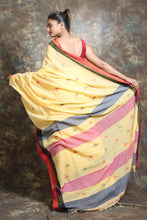 Load image into Gallery viewer, Yellow Blended Cotton Handwoven Soft Saree With Allover Woven
