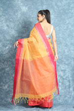 Load image into Gallery viewer, Yellow Handwoven Cotton Tant Saree With Strip Design
