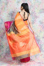 Load image into Gallery viewer, Temple Style Grey Ikkat Handloom Saree
