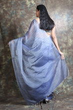 Load image into Gallery viewer, Stone Blue Resham Handwoven Soft Saree With Allover Sequen Work
