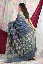 Load image into Gallery viewer, Grey Handloom Saree With Zari Weaving
