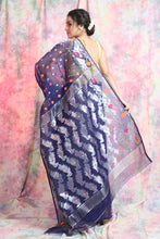 Load image into Gallery viewer, Denim Blue Allover Weaving Jamdani Saree
