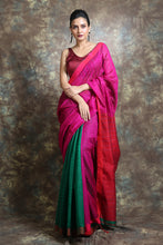Load image into Gallery viewer, Magenta Blended Cotton Handwoven Soft Saree With Allover Sequen Work

