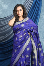 Load image into Gallery viewer, Stunning Blue with Allover Zari Woven Saree
