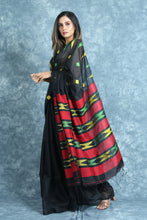 Load image into Gallery viewer, Temple Weaving Black Handloom Saree
