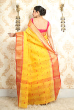 Load image into Gallery viewer, Yellow Handwoven Cotton Tant Saree With All Over Butta
