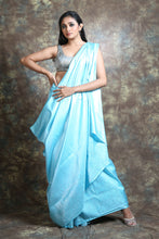 Load image into Gallery viewer, Sky Blue Blended Silk Handwoven Soft Saree With Allover Box Weaving
