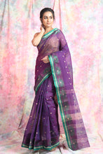 Load image into Gallery viewer, Magenta Handwoven Cotton Tant Saree
