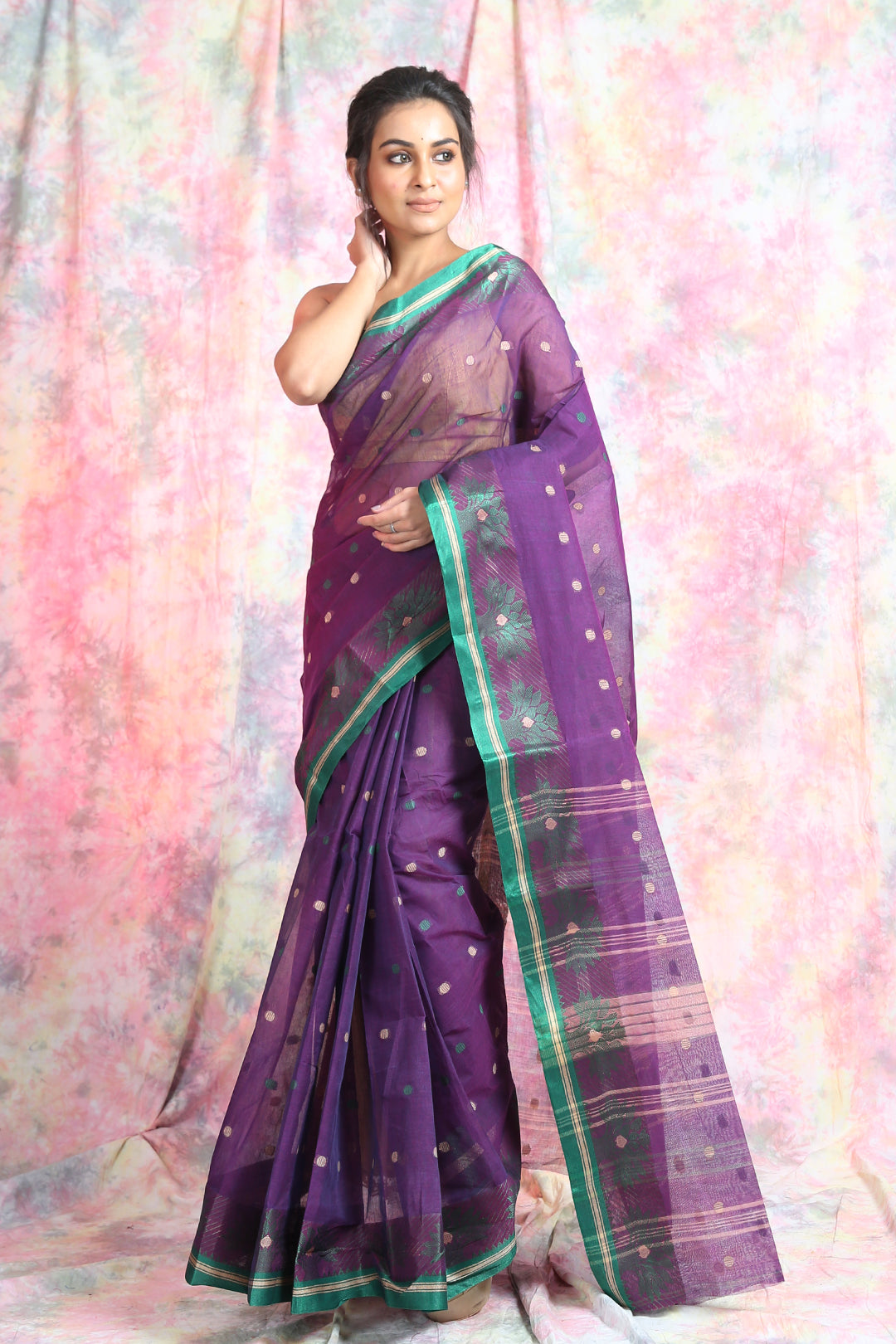 Magenta Handwoven Cotton Tant Saree