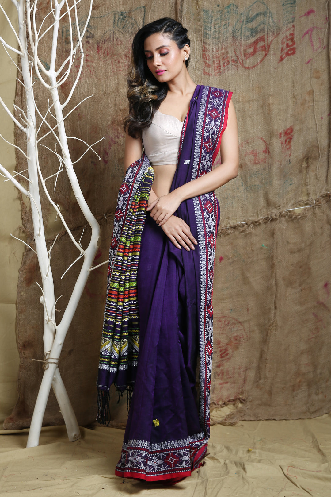 Blue Cotton Handwoven Soft Saree With Design Pallu & Border