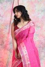 Load image into Gallery viewer, Hot Pink Handwoven Cotton Tant Saree
