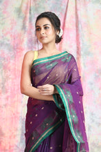 Load image into Gallery viewer, Magenta Handwoven Cotton Tant Saree
