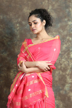 Load image into Gallery viewer, Pink Handloom Saree With Zari Weaving
