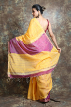 Load image into Gallery viewer, Yellow Blended Cotton Handwoven Soft Saree With Allover Sequen Work
