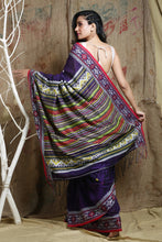 Load image into Gallery viewer, Blue Cotton Handwoven Soft Saree With Design Pallu &amp; Border
