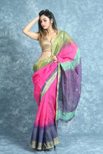Load image into Gallery viewer, Pink Stripes Style Handloom Saree
