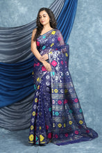 Load image into Gallery viewer, Blue Allover Weaving Jamdani  Saree
